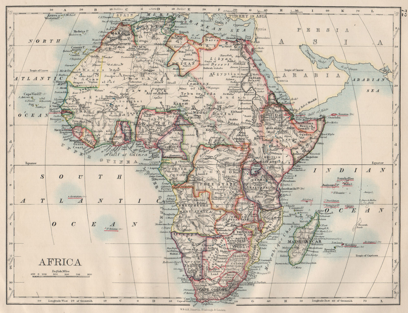 COLONIAL AFRICA. British East/Central/South Africa. Bechuanaland  1900 old map